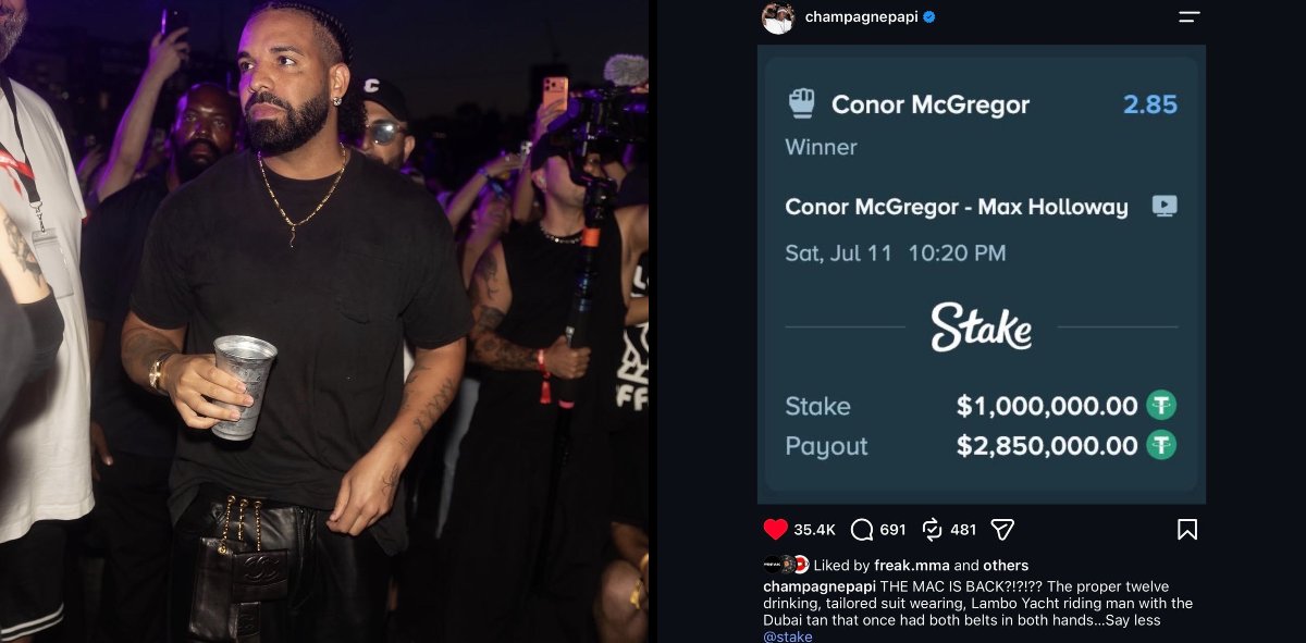 CliipScale's tweet photo. Drake has a $2.85M Stake payday riding on the Mac's return at UFC 329 😭 https://t.co/A4c9N1eYt4