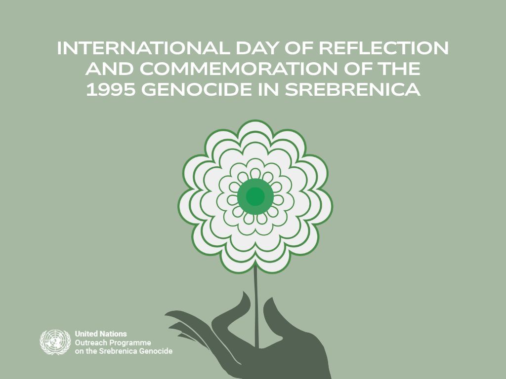 UNGeneva's tweet photo. The 1995 genocide in Srebrenica is a reminder of the grave consequences of hate speech, discrimination, targeting groups, violence.

We must uphold lessons from those events to prevent genocide today. In memory of the victims, in solidarity with the survivors. #RememberSrebrenica https://t.co/sg6nY2cLnP