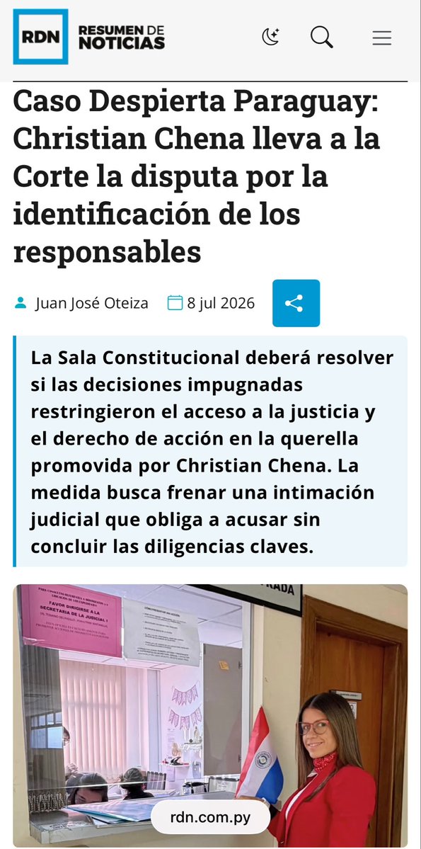 christianchena's tweet photo. Apenas horas antes del ataque cibernético masivo que sufrió nuestro medio digital RDN el pasado 9 de julio, esta fue la noticia que se había publicado y hace mención al caso del  portal donde fui calumniado y en el cual habría presunta participación de personas cercanas al gobierno actual (nos restringieron el acceso a la justicia para identificar a los verdaderos responsables):