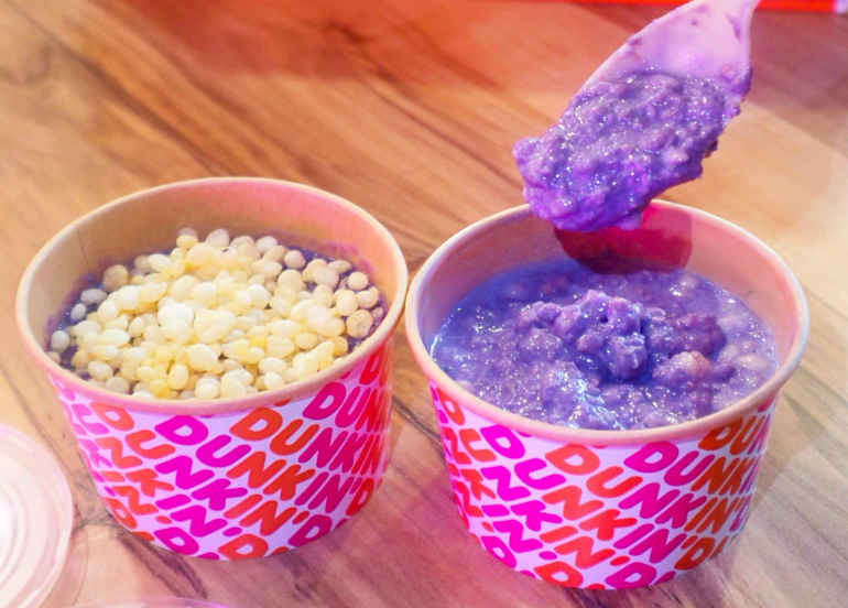 pinknooieu's tweet photo. not sure if these products still available, but I hope @dunkinph would offer more ube products and let sunoo try it all. 🥹 ube is mainly found in this country, I hope that through this, he will know that there's a lot of various deserts in ube flavor here in the philippines. 

the funmeet in October is the best time to let him know that, dunkin ph organizers 🥺 #SUNOO