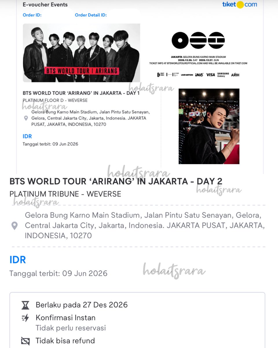 holaitsrara's tweet photo. Baru update h+1 bulan setelah war tiket wkwkwshjsjs walau gadapet vip tapi gapapa yg penting secured platinum 2 hari berturut 😭💜 AAAAA SEE YOU BANGTAN https://t.co/lbZjjG7GR6