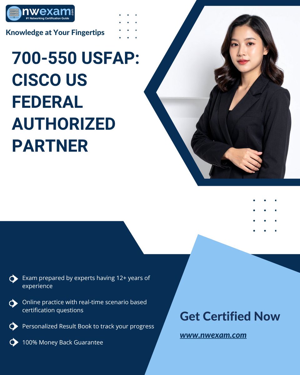 NWExam's tweet photo. Preparing for the Cisco 700-550 USFAP Exam?
✔️ Learn the Cisco US Federal Authorized Partner framework
✔️ Improve confidence with Cisco 700-550 Practice Test resources
Start here:
 https://t.co/v1YXmQj9tg

#Cisco700550 #CiscoUSFAP #CiscoCertification #ExamPrep #TechCareer https://t.co/E7DH2vjHbd