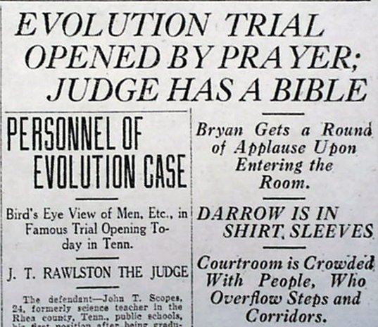 LRonLacy's tweet photo. Headlines:
- *The Bethlehem Globe*, July 10, 1925
- *The Onion*, July 20, 1925
#ScopesTrial #MonkeyTrial #CharlesDarwin #evolution https://t.co/Z8ZhK3bfvN