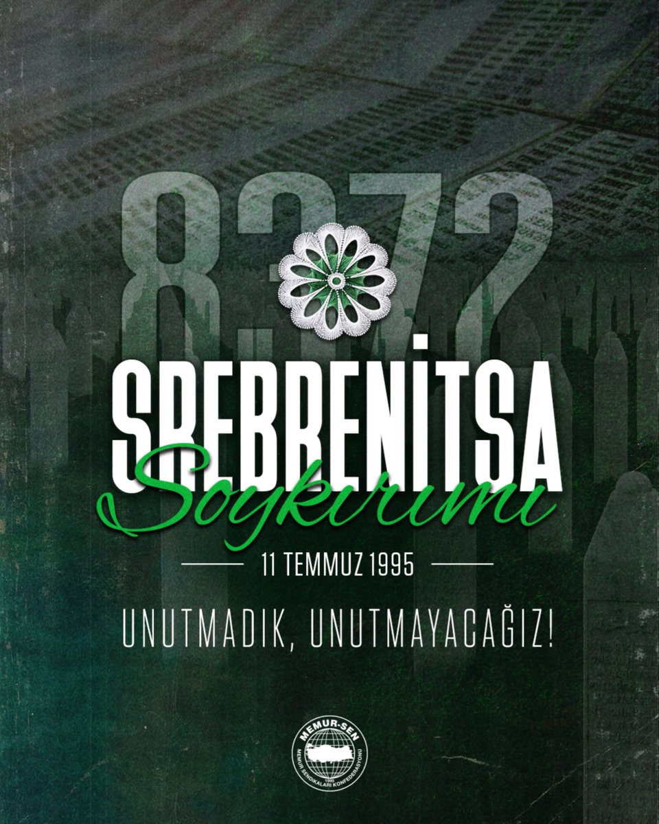 MemurSenKonf's tweet photo. Vicdanlarda Silinmeyen Acı: Srebrenitsa

11 Temmuz 1995’te Srebrenitsa’da yaşanan soykırım, insanlık vicdanını derinden yaralayan en büyük acılardan biri olarak hafızalara kazındı. Binlerce masum Sırp çeteleri tarafından katledildi.

Aradan geçen yıllar ne acıyı hafifletti ne de adalet arayışını sonlandırdı. Srebrenitsa, tüm insanlığın ortak hafızasında unutulmaması gereken bir insanlık suçudur.

Soykırımda hayatını kaybeden tüm şehitlerimizi rahmetle anıyor, geride kalan ailelerin acısını yürekten paylaşıyoruz.

Unutmadık, unutturmayacağız.

#SrebrenitsaSoykırımı #11Temmuz