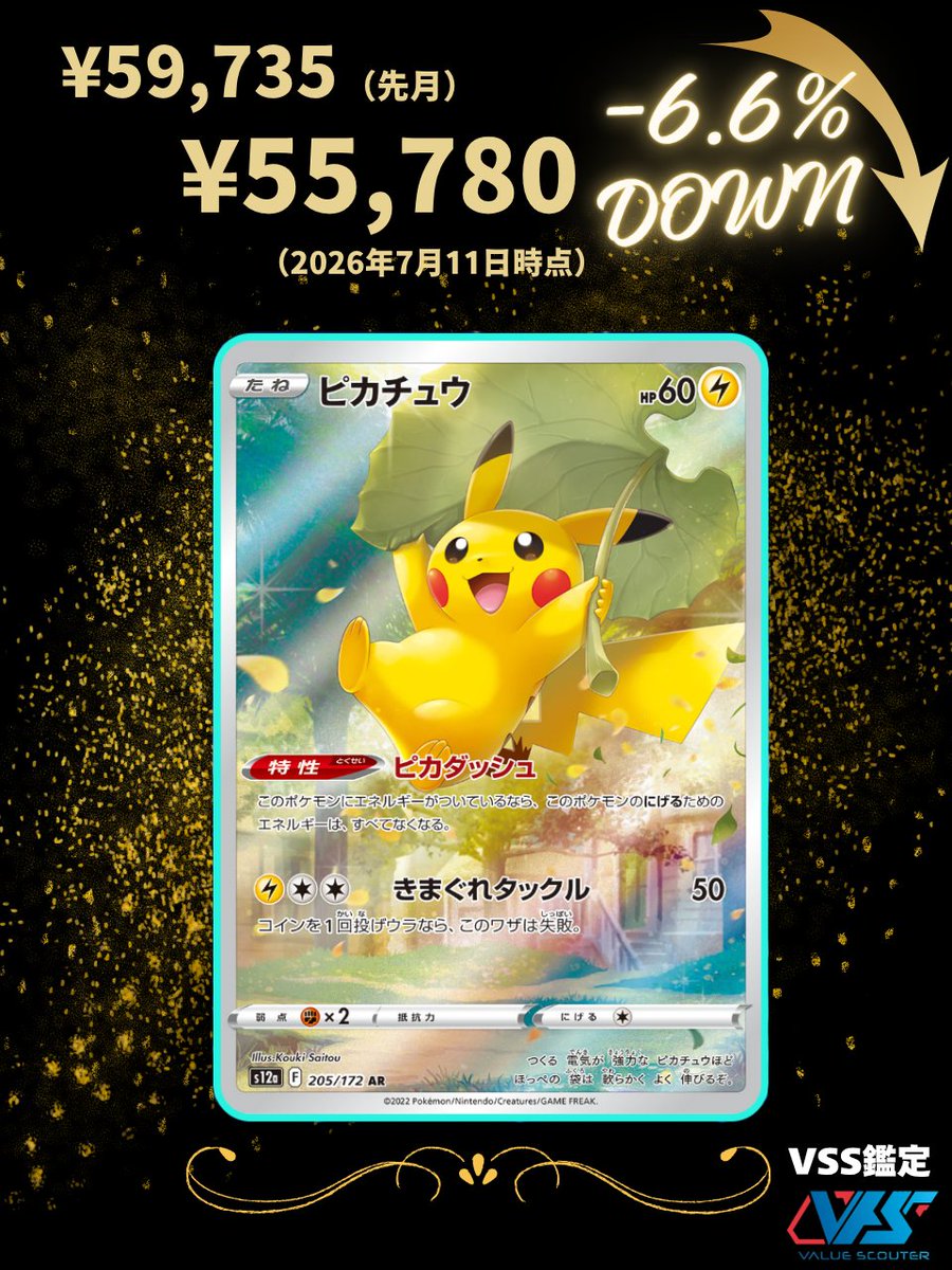 ポケカ相場】ピカチュウ（AR）｜VSTARユニバース やや値下がっています