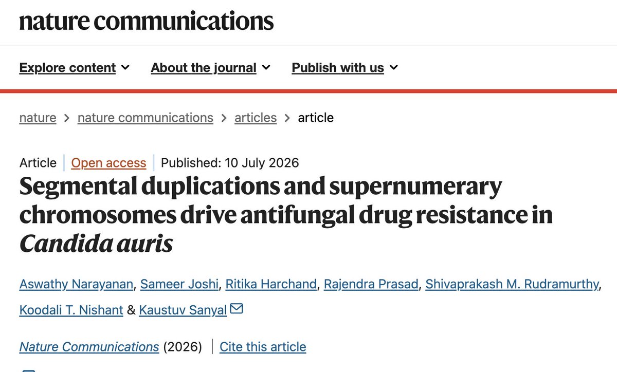 KaustuvSanyal's tweet photo. Check out our latest paper on the drug resistance strategies adopted by the Superbug Candida auris in Indian hospitals.  @NatureComms   https://t.co/XIsn4O8uTr https://t.co/kTziV4aIDC
