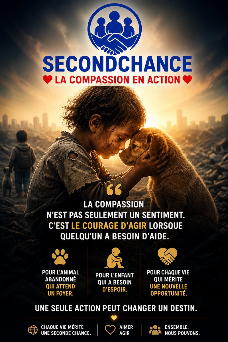 Secondchans's tweet photo. Les grandes transformations ne commencent pas par la richesse ou le pouvoir.

Elles commencent par un cœur qui refuse de rester indifférent.

❤️ Soyez cette personne.

🐾 Sauvez une vie.
👶 Donnez de l'espoir.
🤝 Tendez la main.
Car parfois, une simple action est tout ce qu'il faut pour offrir une seconde chance.
SECONDCHANCE

❤️ LA COMPASSION EN ACTION ❤️

✨ Chaque vie mérite une seconde chance. 🌍🐾
👶🤝❤️@cz @Fettycryptt @blknoiz06