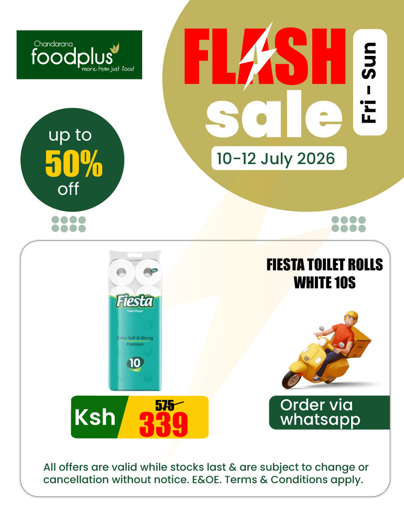 ChandaranaSuper's tweet photo. Unangoja nini? 🏃‍♂️ Saturday flash offers are officially live storewide at Chandarana Foodplus. Beat the afternoon jua, skip the heavy foleni, and lock in major grocery wins today! 🛍️⚡ #ChandaranaFoodplus #SaturdayFlash #KenyanStyle #WeekendDeals #StockUpNow #MBVIPChandarana310127 https://t.co/vH9apBuVAm