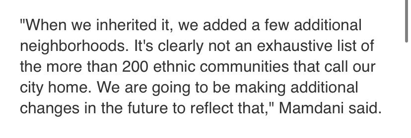 princeofpdx's tweet photo. @Revivedpoke @tempoChallenger @NYCMayor He inherited a map, added some communities that were missing but didn’t add little Italy. He’s already said he’s adding more to the map for better representation. If you want to hate him then go ahead but find better evidence. Screenshot below from an ABC article. https://t.co/uwFcCYkZ7O