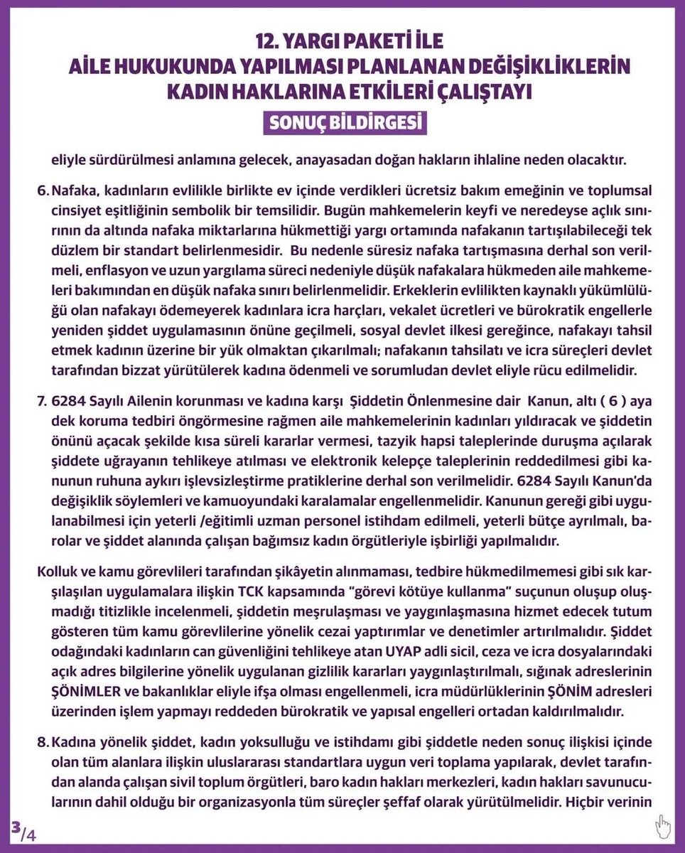 urfakadin's tweet photo. istanbul Barosu Kadın Hakları Merkezi tarafından düzenlenen “12. Yargı Paketi ile Aile Hukukunda Yapılması Planlanan Değişikliklerin Kadın Haklarına Etkileri
Çalıştayı” 12 Haziran 2026’da Istanbul Barosunda yapılmıştır.
İlgili çalıştayın sonuç bildirgesini bilgilerinize sunarız. https://t.co/0IbAKVlD62