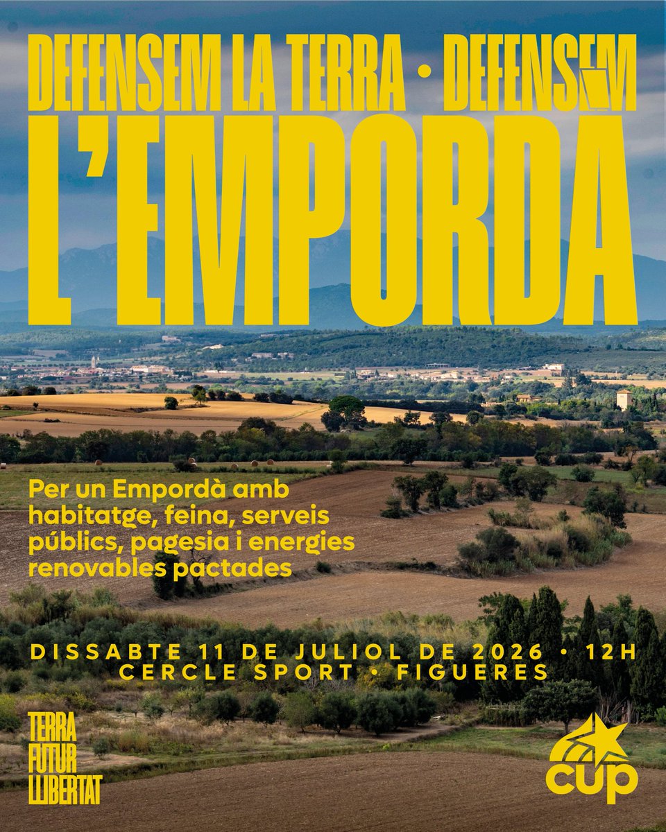 danicornella's tweet photo. Avui a les 12h a #Figueres per defensar l'Empordà
✅️ Per un Empordà amb feina, habitatge, transport públic, pagesia, serveis públics i energies renovables pactades!
👉 Que el @govern no decideixi per nosaltres https://t.co/tSCr9sIYc7