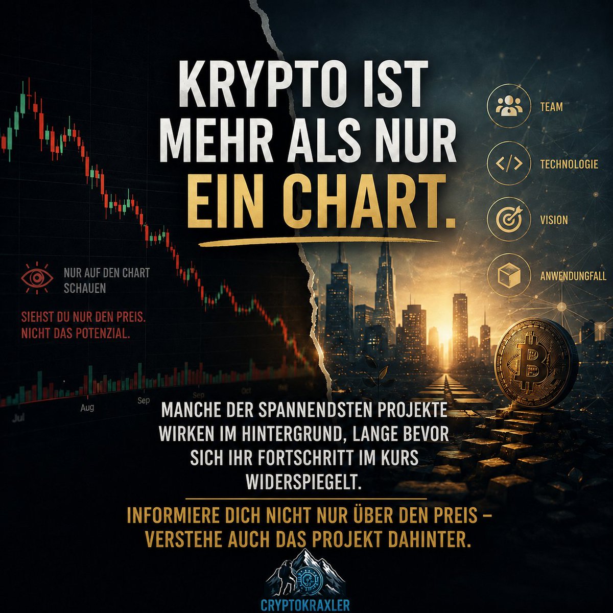 CryptoKraxler's tweet photo. 📈 Ein Chart zeigt den Preis.

💡 Er zeigt nicht die Entwicklung eines Projekts, die Arbeit des Teams oder den langfristigen Nutzen.

Gerade in schwachen Marktphasen entstehen oft die Grundlagen für zukünftige Innovationen – auch wenn sich das im Kurs noch nicht widerspiegelt.

Deshalb schaue ich nicht nur auf den Chart. Ich informiere mich über die Technologie, den Anwendungsfall, das Team und die Vision dahinter.

Der Preis ist nur ein Teil der Geschichte. Verstehen ist langfristig oft wertvoller als Spekulation.

#Bitcoin #Krypto #Blockchain #Investieren #Finanzbildung #CryptoKraxler