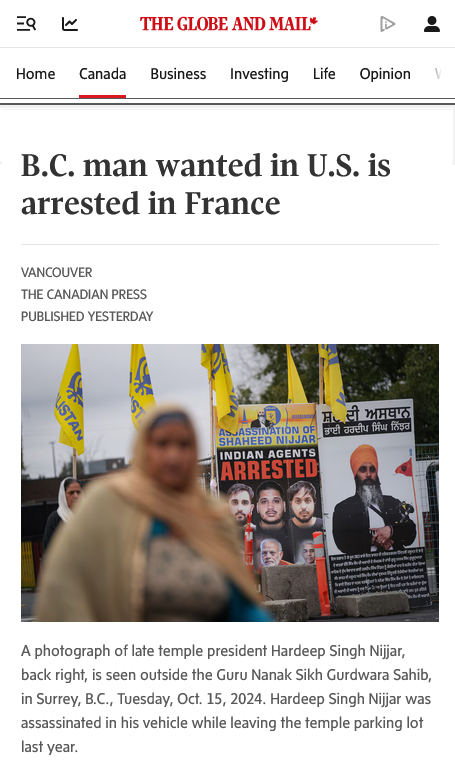 Ethan113554's tweet photo. 🚨France Arrests BC #Khalistani Gang Kingpin in US Drug & #Nijjar Probe

West Vancouver’s Garinder “Doctor” Deo, 40, was arrested in France on July 7, 2026. He awaits extradition to the U.S. under FBI’s #OperationHardBall.

U.S. indictments allege Deo bought bulk cocaine/heroin in California for shipment to Canada & the eastern U.S., including a intercepted 99 kg cocaine load in June 2025.

The probe also charges Lawrence Bishnoi with ordering the 2023 Nijjar assassination. RCMP raided Deo’s properties; B.C. seeks to seize $11M in assets.
Deo is the fourth Canadian arrested in the case.