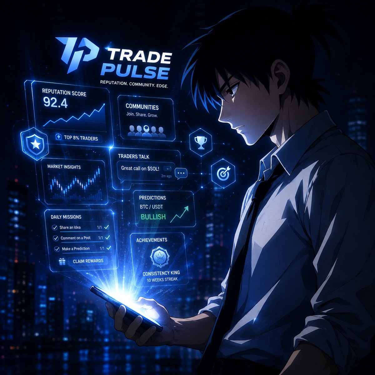 emmynull's tweet photo. The biggest problem in trading isn't finding alpha, It's knowing who deserves your attention.

Every day, thousands of screenshots flood social media.
~Everyone claims they're profitable.
~Everyone claims they're an expert.
But here's the uncomfortable truth.

TRADING HAVE NO REPUTATION LAYER.
We can verify transactions on-chain.
We can verify identities.

Yet when it comes to trading, credibility is still measured by the loudest voice instead of consistent performance.
That's why what @trustpulsepro is building caught my attention.

They're not trying to become another platform where people post signals,they're building an ecosystem where traders build communities, earn recognition, develop a reputation, interact with like-minded traders, and let consistency speak louder than hype.
While exploring the beta, one thing became obvious.

This isn't trying to replace trading.
It's trying to improve the social layer around it.

And honestly,that's a much more interesting problem to solve.
Excited to contribute and watch this vision evolve.