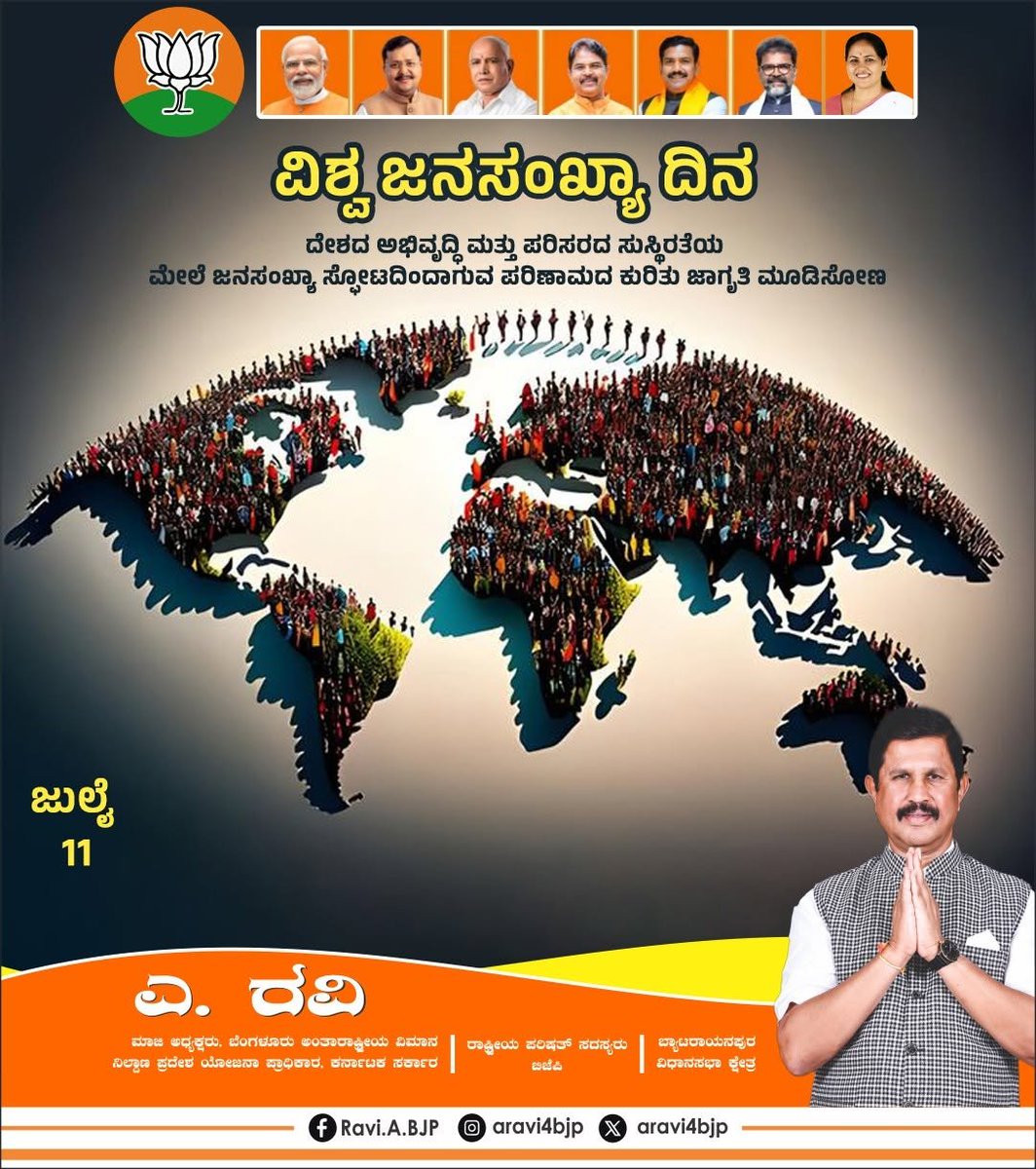 ARavi4BJP's tweet photo. ಜನಸಂಖ್ಯೆಯ ಅತಿಯಾದ ಬೆಳವಣಿಗೆಯು ಜಾಗತಿಕ ಮತ್ತು ಆರ್ಥಿಕ ಸಮಸ್ಯೆಗಳನ್ನು ಸೃಷ್ಟಿಸುತ್ತಿದೆ. ಸಂಪನ್ಮೂಲಗಳ ಕೊರತೆಯನ್ನು ನೀಗಿಸಲು ಮತ್ತು ಪ್ರತಿಯೊಬ್ಬರಿಗೂ ಸಮಾನ ಅವಕಾಶಗಳು ಸಿಗುವಂತಾಗಲು ಸಮರ್ಥನೀಯ ಜನಸಂಖ್ಯೆಯ ಬೆಳವಣಿಗೆ ಅತ್ಯಗತ್ಯ.

#WorldPopulationDay #GlobalIssues #AwarenessDrive #PopulationDay #ವಿಶ್ವಜನಸಂಖ್ಯಾದಿನ https://t.co/4krn1pDiTc