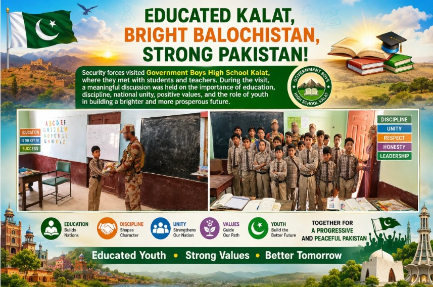 SamairaRind's tweet photo. 🏫 Security forces visited Government Boys High School Kalat to encourage students to value education, discipline, and unity for a brighter future.
#Kalat #Education #SecurityForces #Youth https://t.co/9qeBehPg0v