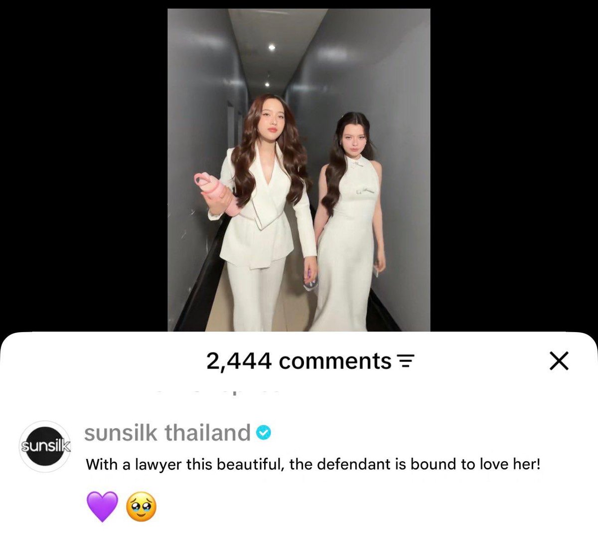 myosotis285's tweet photo. Sunsilk even stopped at Solenn's TT?

"With a lawyer this beautiful, the defendant is bound to love her! 💜🥹" https://t.co/IcPucyihxa