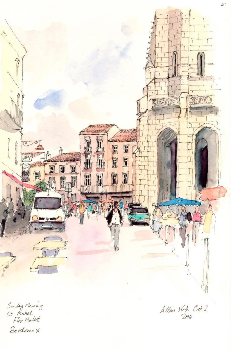 tarnincolour's tweet photo. Bordeaux - pen and Watercolour. #sketchbook #urbansketcher #urbansketchers #sketch #urbansketch #sketchtravel #usk #akirk54 #landscapepainting  #watercolour #thedailysketch  #drawing https://t.co/t9HoZrfC0D