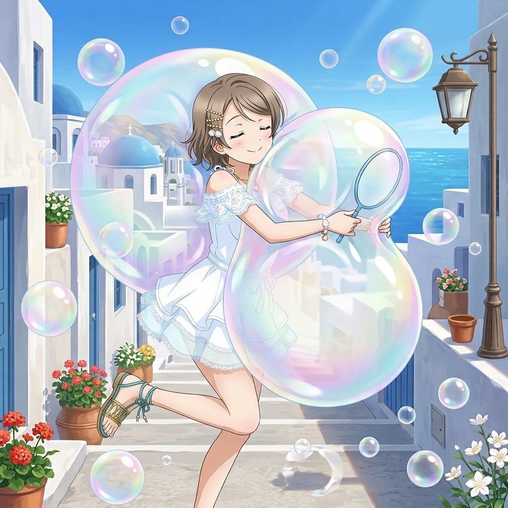 LL1k31's tweet photo. 曜ちゃんにはシャボン玉がよく似合います⛵️🫧

#AIイラスト #NanoBanana2 #GPTImage2 https://t.co/cqqU6cLpNr