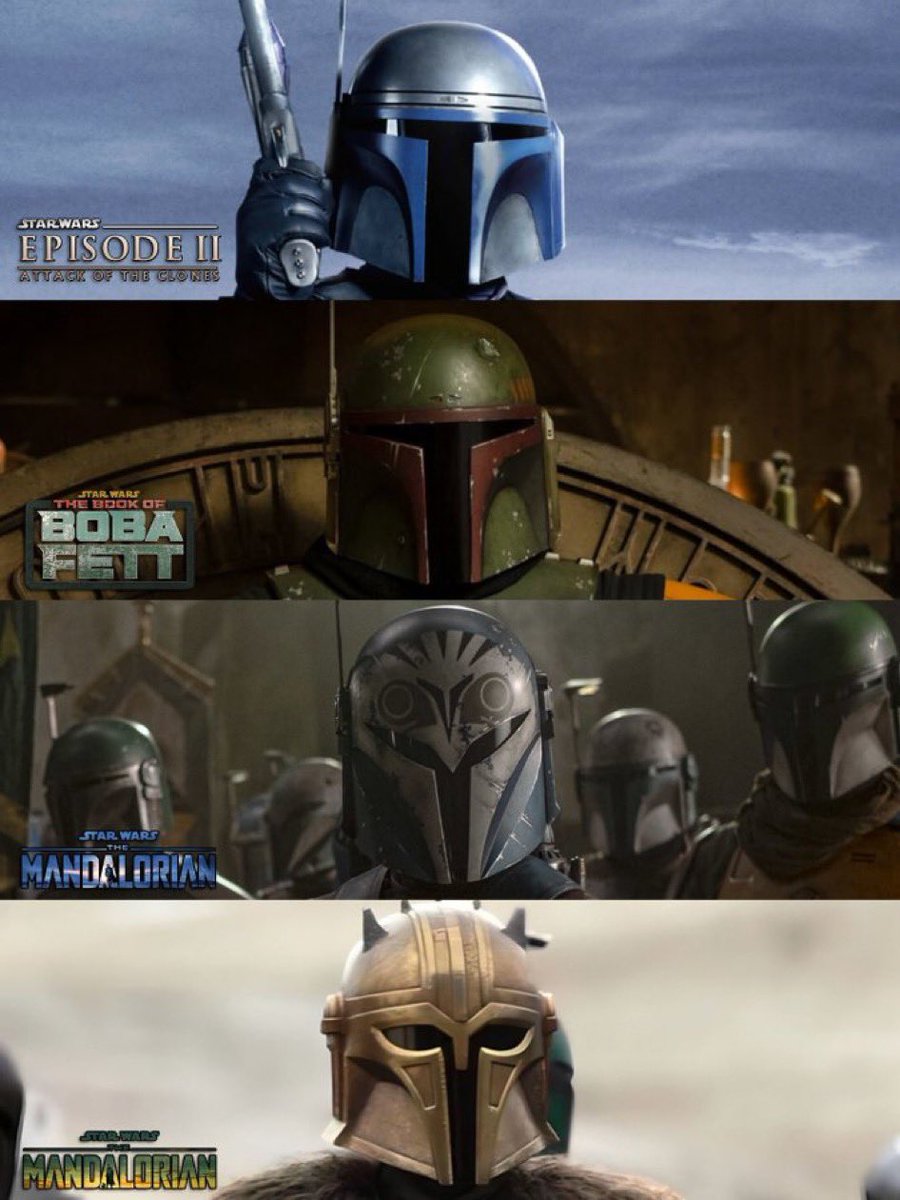 StarWarsDaily_'s tweet photo. Which Mandalorian helmet is ur favorite? https://t.co/F2wt8bwsNG