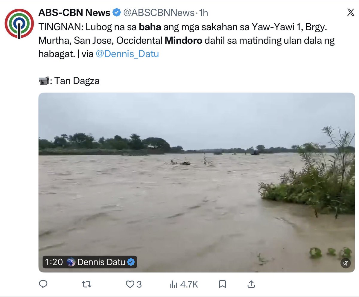 nababaha's tweet photo. Kapag may dumadaan na bagyo sa itaas ng Luzon tuwing panahon ng Habagat ay kadalasan nagkakaroon ng malakas na pag-ulan sa kanlurang bahagi ng Pilipinas. 

Sa mahigit isang dekada naming pagmamasid sa ganitong mga kondisyon, napansin naming na kung saan matatagpuan ang pulang bahagi sa West Philippine Sea (South China Sea), doon karaniwang nakakaranas ng malalakas na pag-ulan. Mula pa kagabi, nananatili ang pulang bahaging ito sa may Mindoro.