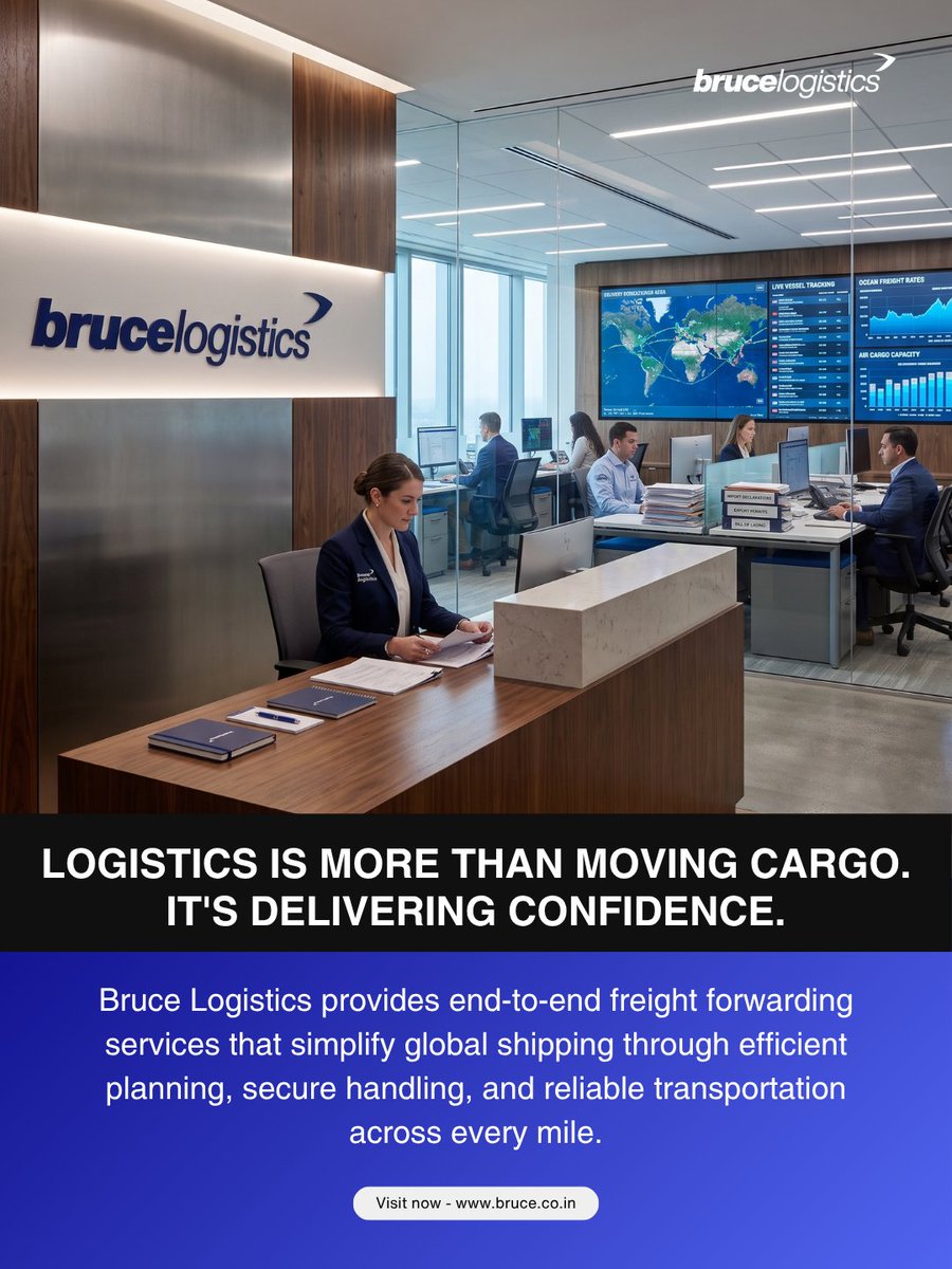 BruceLogistic's tweet photo. ✨ Efficient freight #forwarding powers successful businesses.

Bruce Logistics manages every stage of your #shipment with precision, providing secure transportation, optimized routes 🚢📦
.
Visit - https://t.co/kNlePrNepk https://t.co/p87buo54mz