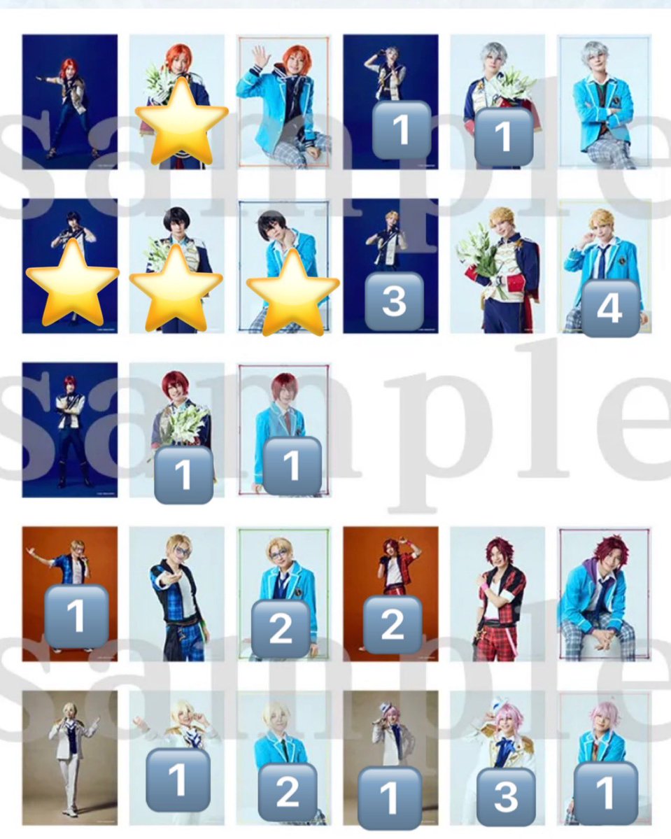 karameru_cha's tweet photo. 【交換】あんステ返礼祭  Requiem of Knights ランダムブロマイド ランブロ

求 凛月、レオ(⭐️優先)
譲 司、泉、嵐、英智、桃李、真緒、真

本日ソワレ前後、劇場付近での交換or郵送 https://t.co/hd4FuJs2sS