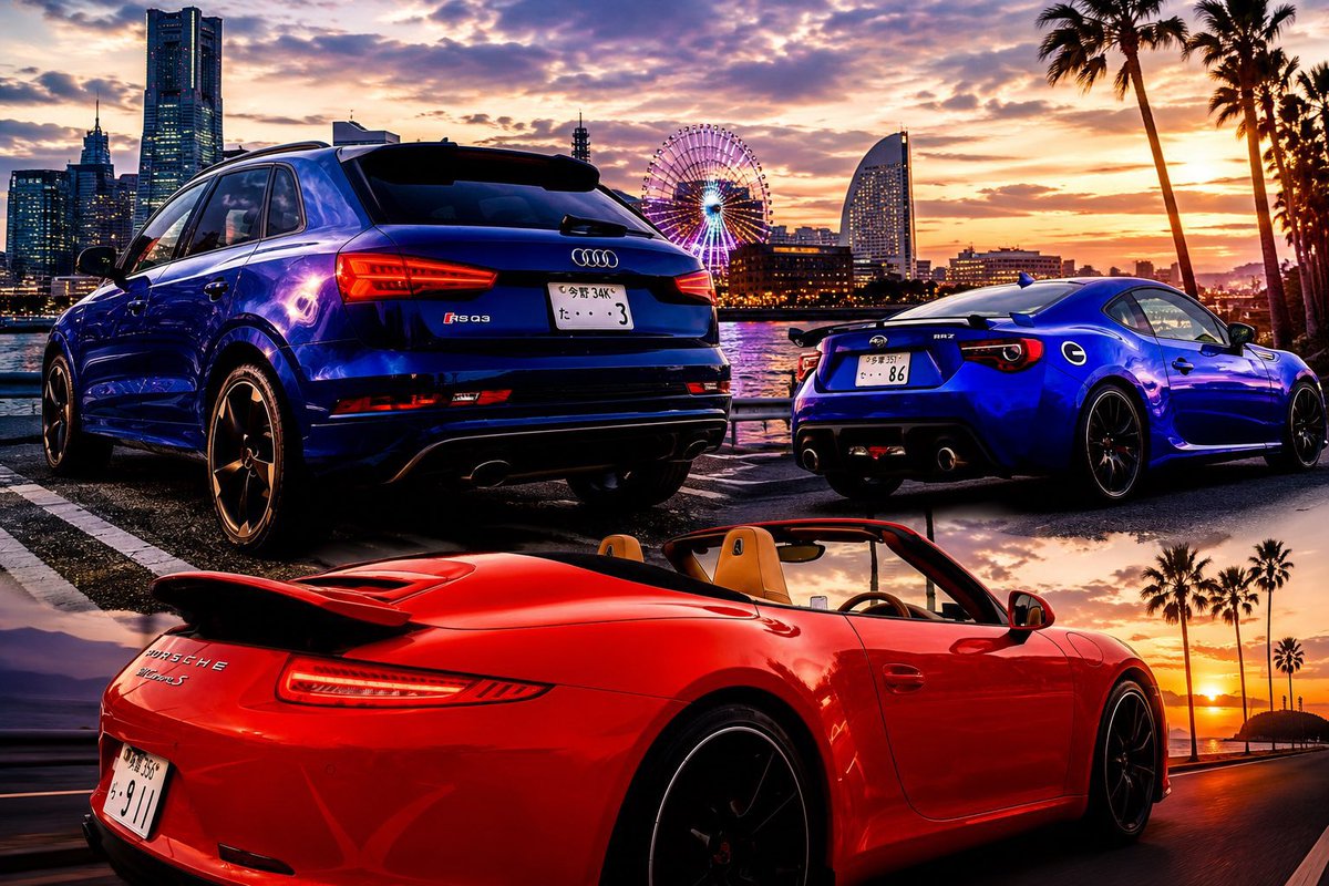 nyakioBoxer's tweet photo. （＾･ｘ･＾）平日は都内で多忙な日々を

休日は911・BRZ・RS Q3で横浜と湘南を流す
水平対向と5気筒の鼓動を味わうために
頑張って働いてます^_^

ブランドじゃない、エンジンで選んだ3台

これくらいの贅沢は、大人になったご褒美かな

#Porsche911 #BRZ #AudiRSQ3 #横浜 #湘南 #カーライフ https://t.co/JLN30WEAWz