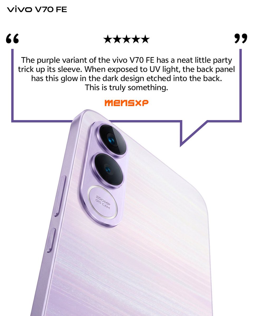 Vivo_India's tweet photo. One glance at the vivo V70 FE and even the reviewers were hooked.

Still waiting? Get yours now!

#vivoV70FE #PortraitSoPro #SlayEveryDetail https://t.co/F8yfpKLsqk