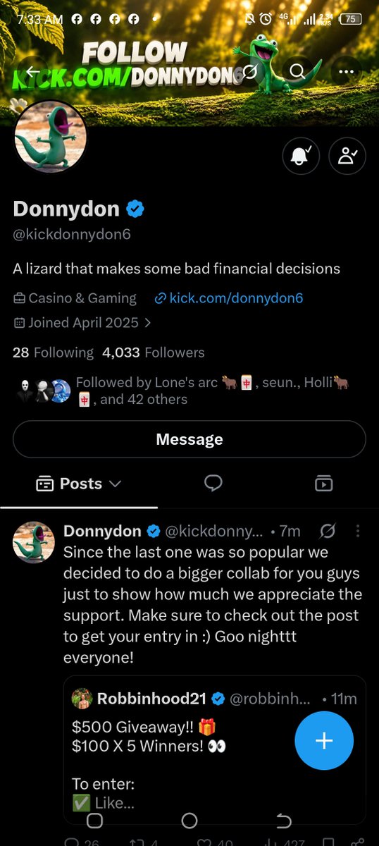 DeepCodexl's tweet photo. @robbinhood22 @Mrnoface7420 @kickdonnydon6 Thank you legend for giving back to the community. I pray 🙏 I get my first win. Good luck to me.

Deh63HLY8c7n7JBEtTh2SMywF7U6DaCU8jpcwQU5zvni https://t.co/MXJuw3Y1Yr