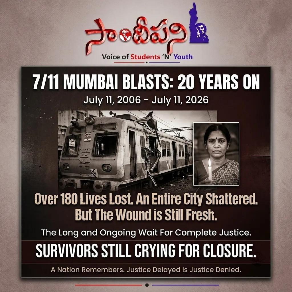 Sandipani1969's tweet photo. 20 years since 7/11. Over 180 lives lost. An entire city shattered. While Mumbai moved on with its signature resilience, the survivors and families are still crying for absolute closure. Justice delayed is justice denied. We must ensure accountability catches up.
#MumbaiTerror https://t.co/Edrtk279Ir