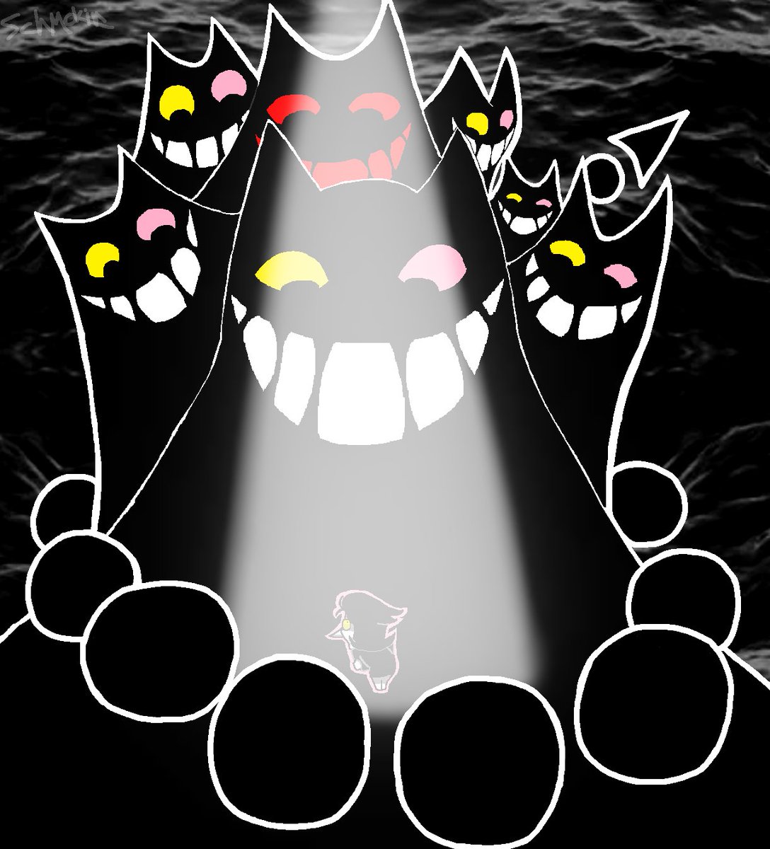 schmoes23's tweet photo. Cat's can be nasty creatures, can't they?

Once they find a target, they never stop chasing it until they get bored.

Some people would do anything to get away from them, even change their appearance, or go into hiding...
#deltarune #deltarunefanart https://t.co/CB1A62lJK5