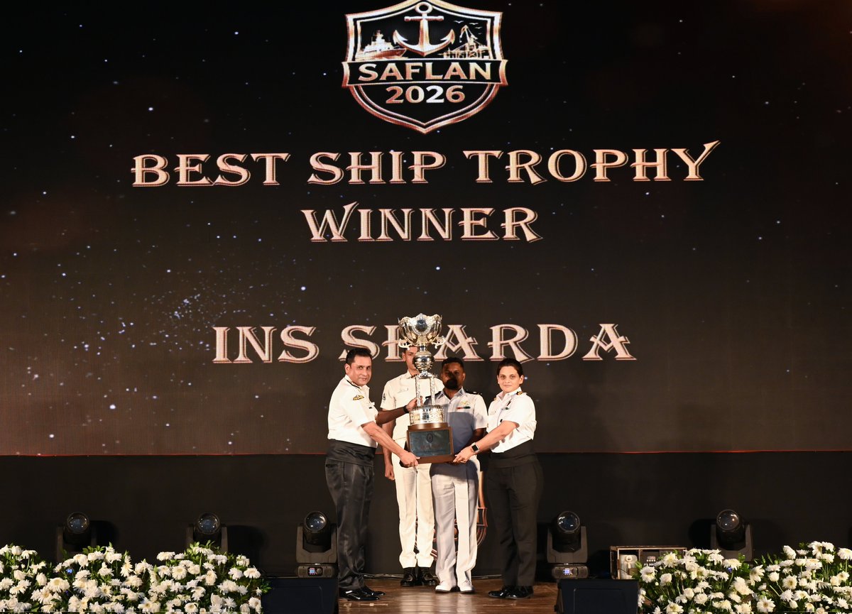 IN_HQSNC's tweet photo. ⚓ Honouring Operational Excellence – SNC Afloat Awards 2026
#SouthernNavalCommand hosted the Annual Afloat Awards Function 2026 at #Kochi to recognise the operational excellence and combat efficiency of ships.
VAdm Sameer Saxena, #FOCINC #SNC, presented Trophies to ships for excellence across various operational domains.
🏆 Best Ship – INS Sharda
✨ Most Spirited Ship – INS Shardul
@indiannavy
@SpokespersonMoD