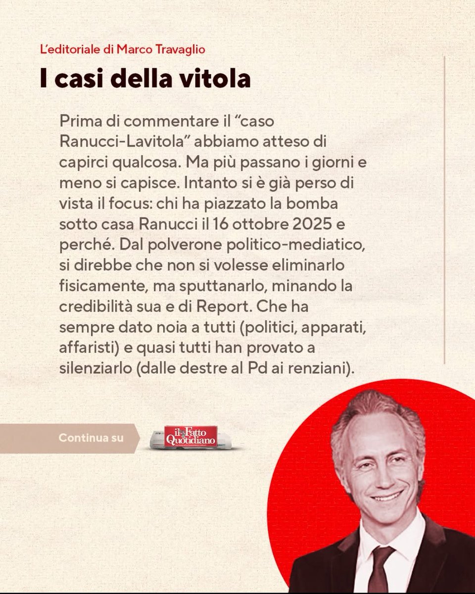 marcotravaglio's tweet photo. I casi della vitola

Leggi l'editoriale completo in edicola e su https://t.co/EL6OONtHnP 👉 https://t.co/6flzxvu66Y https://t.co/hpmn8ChQlN