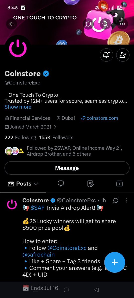 SoHee_binanc's tweet photo. @CoinstoreExc @safrochain @halima10661 @Abdulilu1 @Alkamson1 

(1).A✅   (2).B✅   (3).C✅  (4).C✅

UID : 36310276305084289 https://t.co/6dZmR6Dw4b