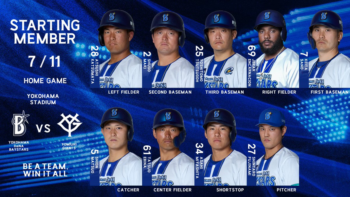 ydb_yokohama's tweet photo. 本日のSTARTING LINEUP. 

#baystars https://t.co/KTtDpgCOHU