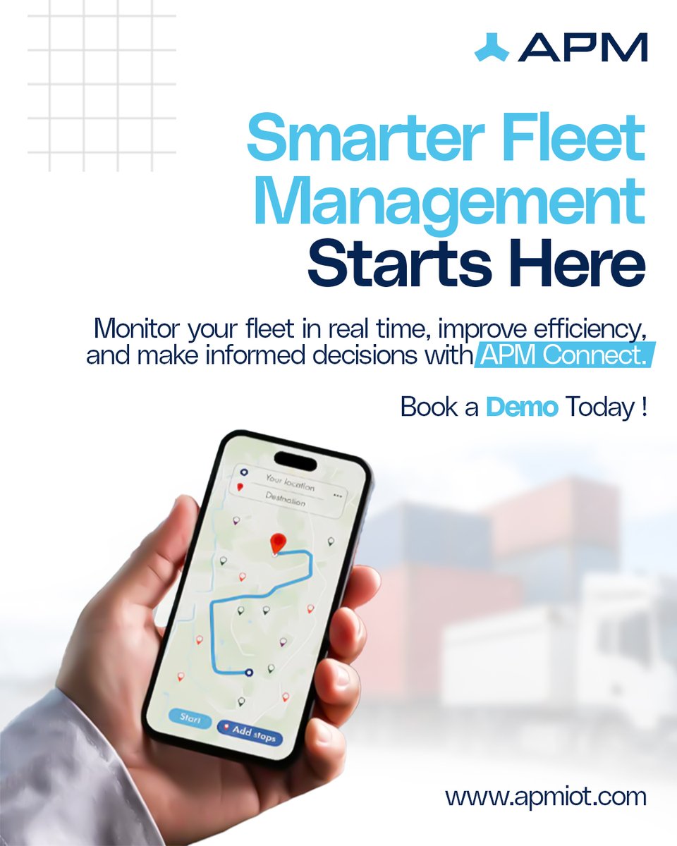 APMGROUP_'s tweet photo. Your Fleet. One App. Total Control.
Manage your fleet with APM Connect.
📍 Live Tracking
🔔 Instant Alerts
🛣️ Trip History
📊 Performance Insights
📞 Book a free demo: +91 96006 96008
🌐 https://t.co/yM2ShfwP18
#APM #APMConnect #FleetManagement #VehicleTracking #Telematics #gps https://t.co/0HAKtn7Z6N