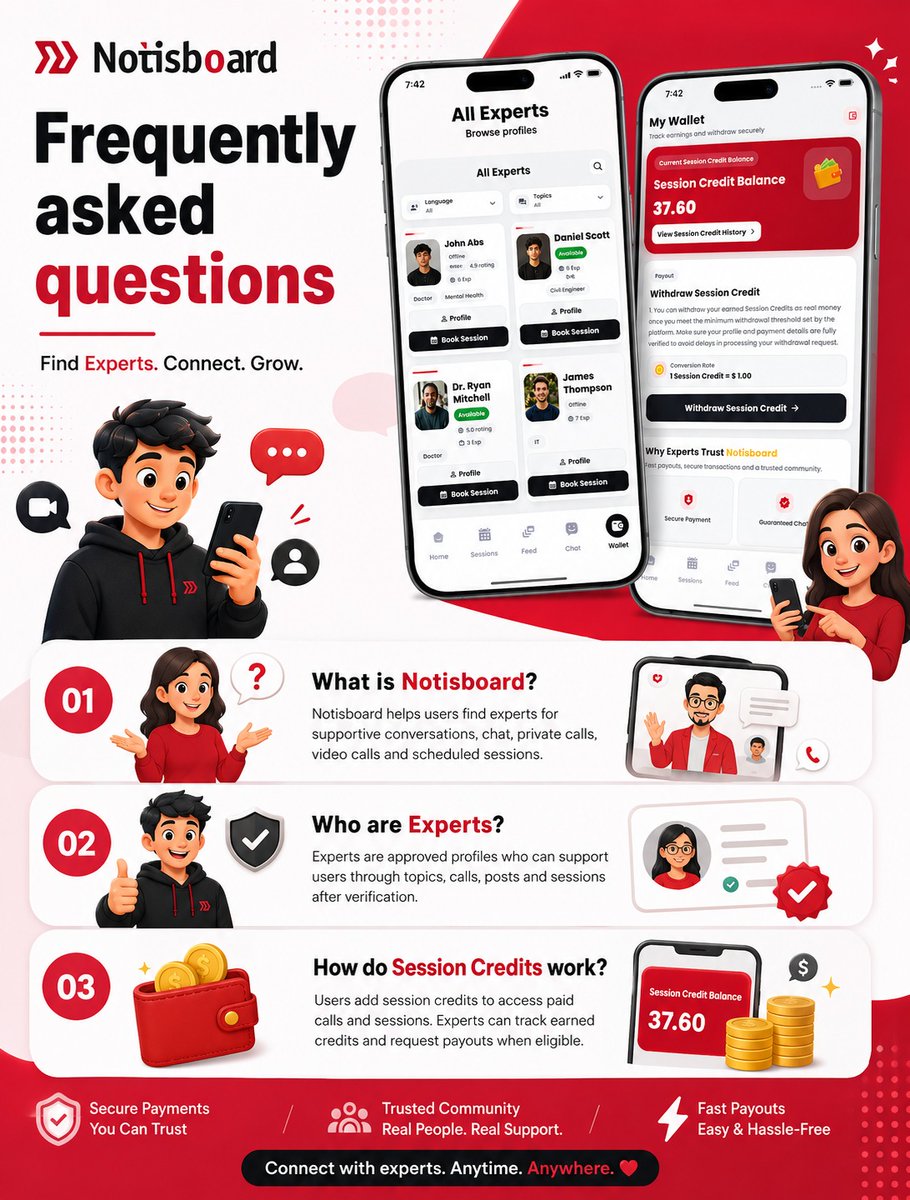 NotisBoard1's tweet photo. Got Questions? We've Got Answers!
#Notisboard #FAQ #ExpertAdvice #KnowledgeSharing #OnlineConsultation #VerifiedExperts #TechInnovation #DigitalPlatform #SecurePayments #ProfessionalServices #CareerGrowth #EarnOnline #MobileApp #ConnectAndGrow #TrustedCommunity https://t.co/n8amXNfLlt