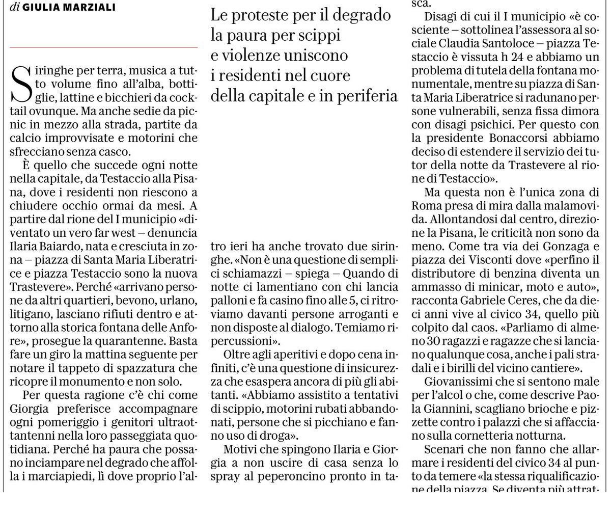 FranFerrante's tweet photo. Capisco che ve ne possa fregare il giusto, ma vivo a #Testaccio, finestre proprio sulla Piazza - peraltro meravigliosa - che @repubblica descrive come un inferno. A me l’unica cosa che ha disturbato il sonno è stato il rumore  di questi “tutor” di cui non sentivamo alcun bisogno https://t.co/WH22cgICD4