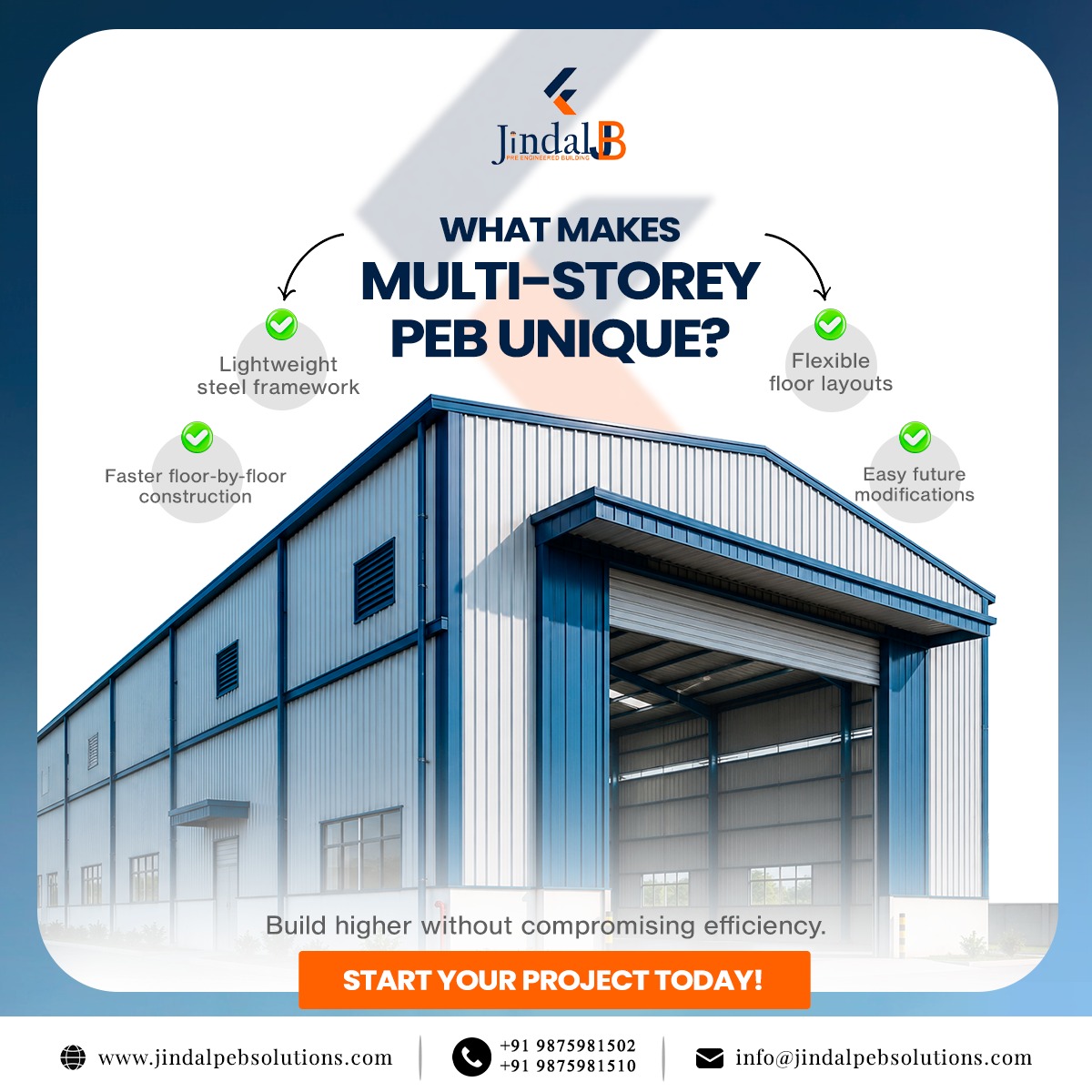 jindalpeb's tweet photo. Built with a lightweight steel framework, flexible layouts, and faster construction, Multi-Storey PEB buildings offer the perfect balance of speed, strength, and future-ready design.
π Start your project today: +91 9875981502 | +91 9875981510
#MultiStoreyPEB #PEBBuilding https://t.co/2YVWgIqPen