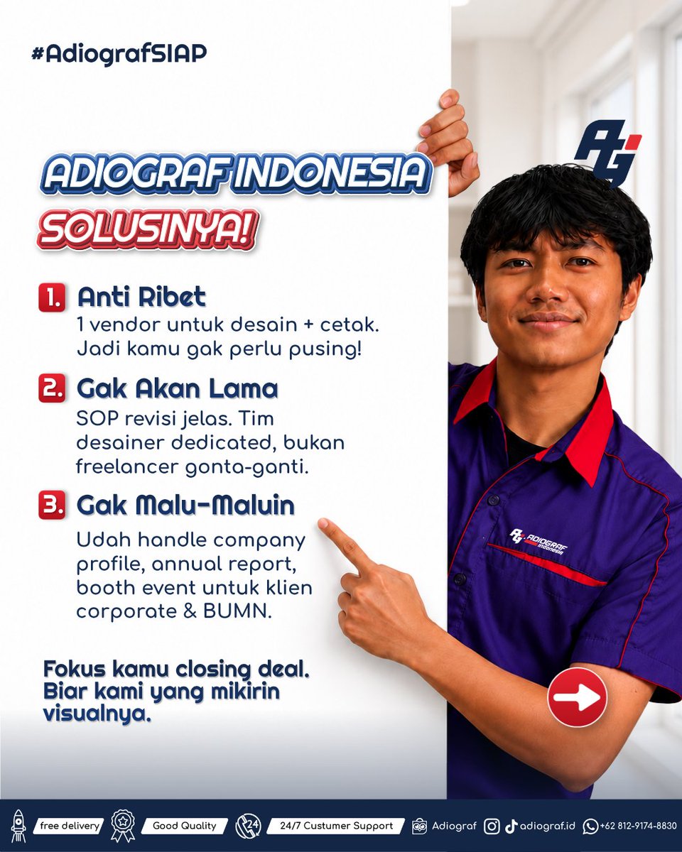 adiograf_id's tweet photo. Banyak perusahaan ingin bikin souvenir eksklusif, tapi nggak ada tim desain internal😵‍💫 Adiograf solusinya!
———————————
PT Adiograf Karya Indonesia
Jl. Jagakarsa Raya No. 51A Jagakarsa

0812-9174-8830
order@adiograf.id
https://t.co/bOnEld4kn0

#AdiografSIAP #jasadesain #percetakan https://t.co/1F0lnak3Eq