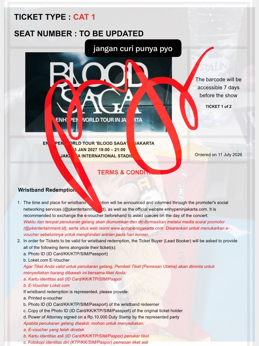 bwiswi's tweet photo. WTS // WANT TO SELL
ENHYPEN BLOOD SAGA IN JAKARTA

CAT 1 - 2 tix
4.015.000/tix
FULLPAY ONLY
prefer take all

yang mau boleh dm thanks!
#ENHYPENinJAKARTA #BLOOD_SAGA_IN_JAKARTA wtb wts https://t.co/KyiVjqXnGL