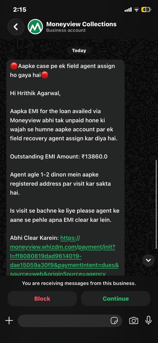 voice_unheared's tweet photo. @MoneyView @SMFGIndia Your recovery partner is threatening, making continuous calls, and insisting on an unnecessary home visit. This appears to be an attempt to humiliate and defame. #Stopharassment immediately, @RBI  action. #StopHarassment https://t.co/vRlocaisVV