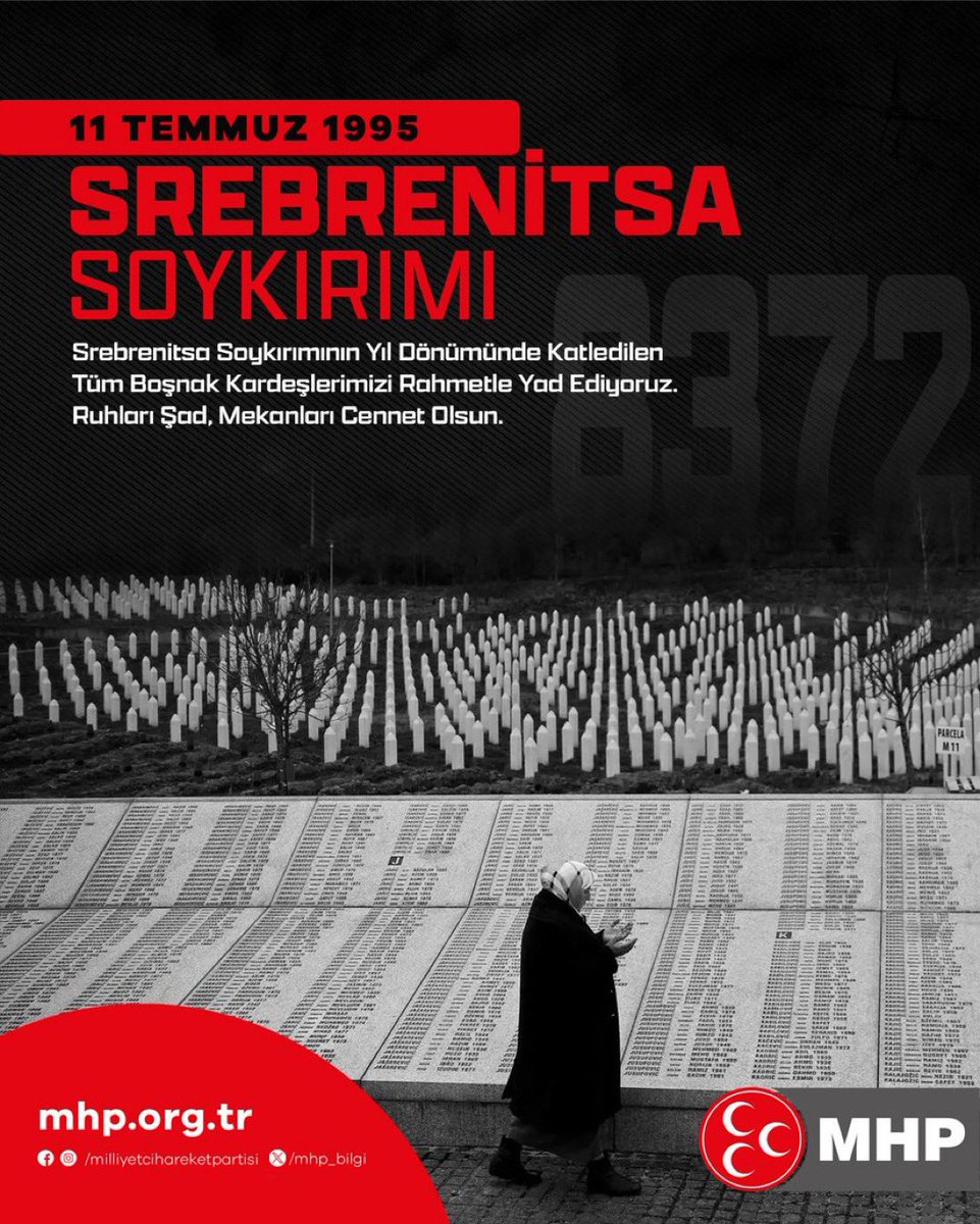 M_Levent_Bulbul's tweet photo. #Srebrenitsa Soykırımının yıl dönümünde katledilen tüm Boşnak kardeşlerimizi rahmetle yad ediyoruz.
Ruhları şad, mekanları cennet olsun. https://t.co/gemeklS5Qd