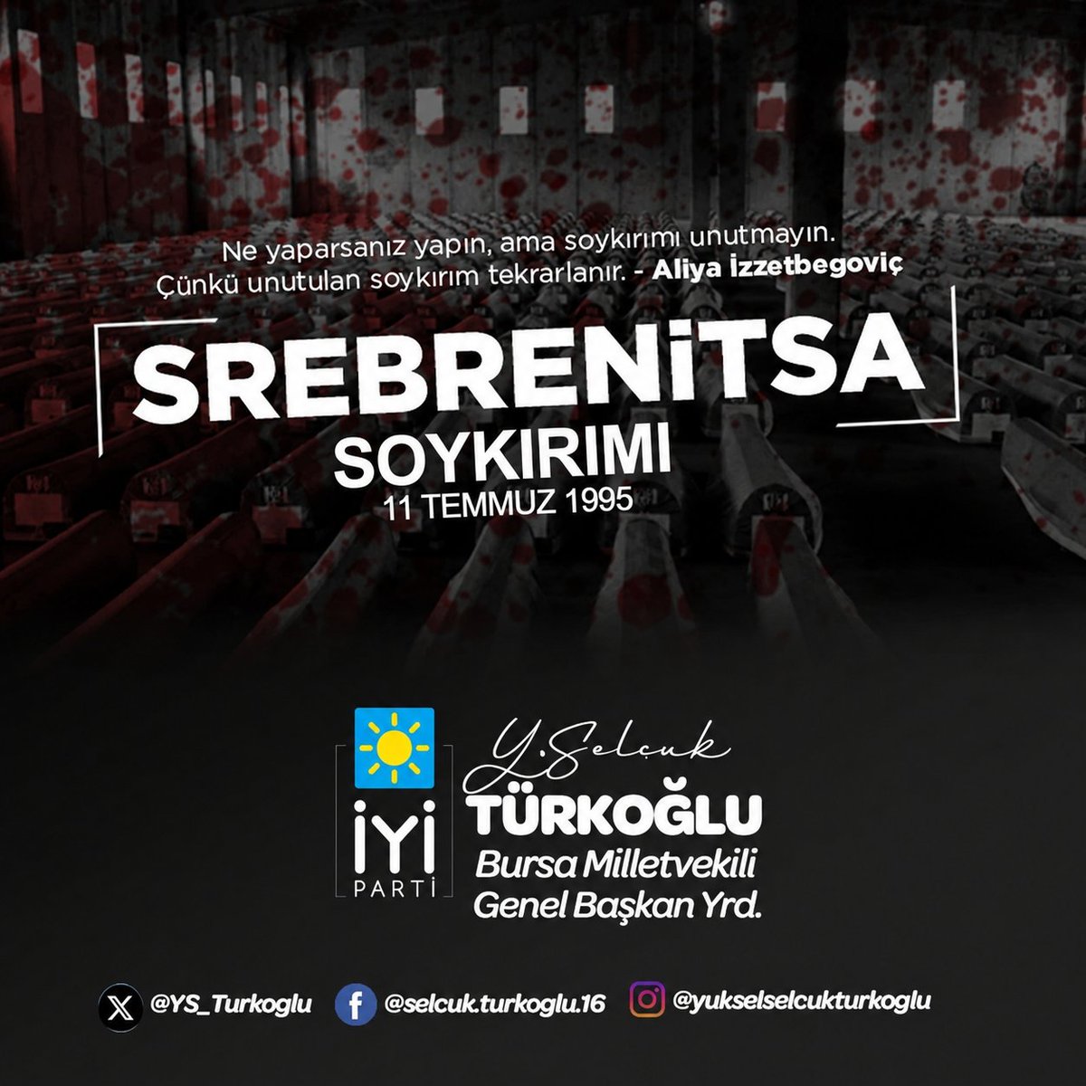 YS_Turkoglu's tweet photo. 📍SİLAHIN KONUŞTUĞU YERDE KALEMDEN BAHSETMEK NAMUSSUZLUKTUR...

📍Masumiyet; Bosnalı bir çocuğun annesine sorduğu soruda gizlidir: 
"Çocukları küçük kurşunlarla öldürürler değil mi anne?" 

📍 #11Temmuz1995 günü Bosna Hersek'in Srebrenica kentinde Sırplar tarafından 8732 kardeşimiz katledildi. Katliamın 31. yıl dönümünde yapılan soykırımı lanetliyor, katledilen 8732 kardeşimizi rahmet, minnet ve şükranla anıyoruz. Ruhları şad mekanları cennet olsun..
#Srebrenitsa