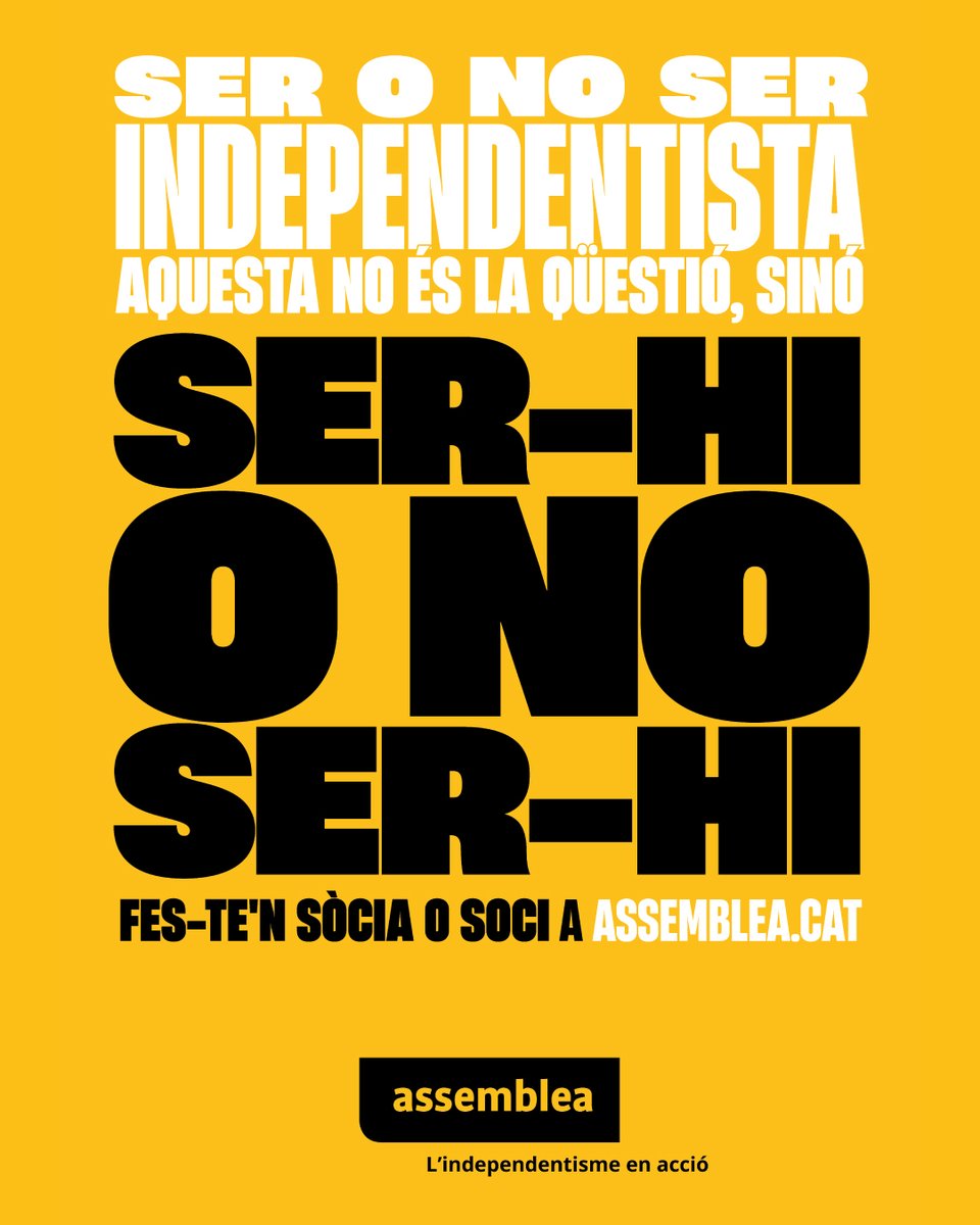 assembleasmxi's tweet photo. Ser independentista és una opció.
Ser damnificat del mal govern d'Espanya i de l'espoli fiscal, ara, no és opció. Però és superable. 

Superem-ho. Fes-te soci de l'@assemblea, omple la teva territorial, surt al carrer i porta la #independència arreu: 

https://t.co/XizPTZ5vB8 https://t.co/eDjf8bUoZJ