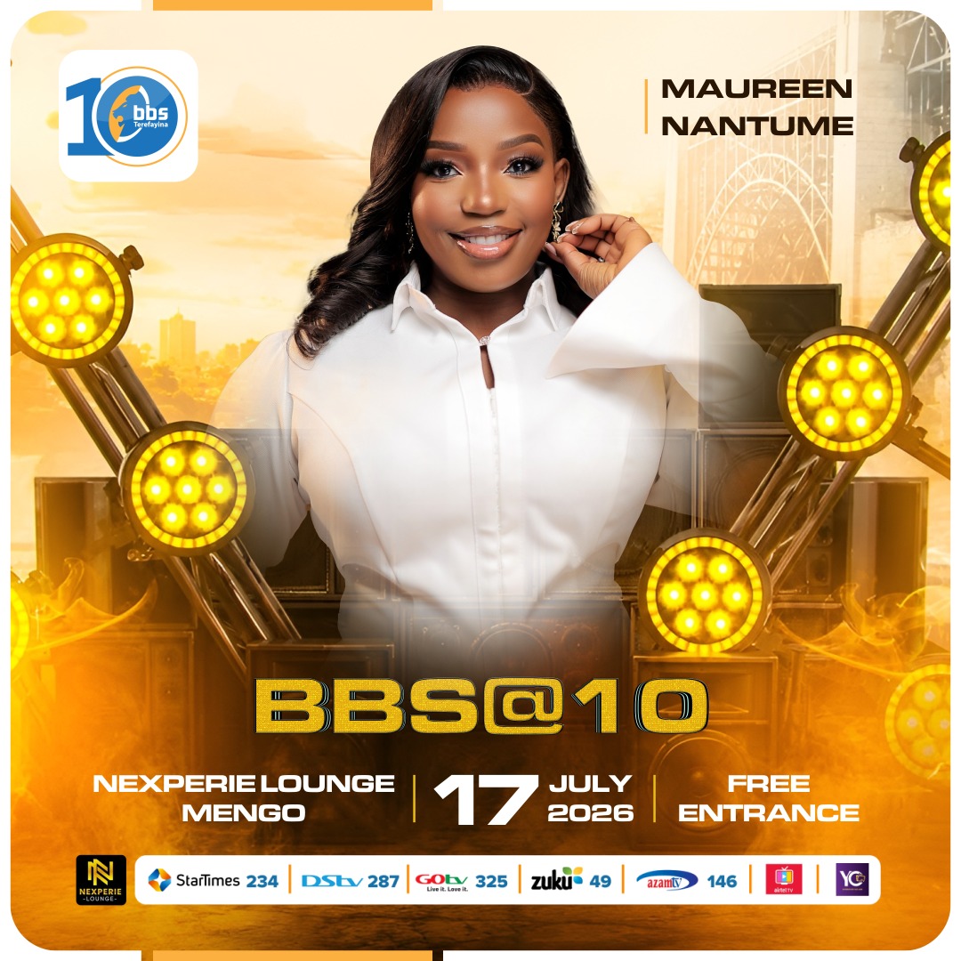 bbstvug's tweet photo. Nga 17 ku Lwokutaano lwa Ssabbiiti ejja tugenda kusula ku Nexperie Lounge e Mengo  nga tujaguza emyaka 10 egya BBS Terefayina . Eby'okulya eby'okunywa bigenda kubeera bingi nnyo eno nga bwonyumirwa abayimbi  abenjawulo . Tugenda kukuwa akawungeezi akaseneekerevu. #BBSAt10 https://t.co/hdnMOBuGS0