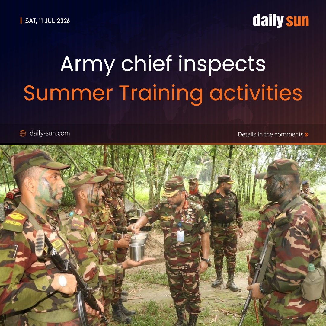 dailysunbd's tweet photo. #BangladeshArmy #summerexercise #summertraining #armychief #visit #DailySun
https://t.co/gfY2ZBAeNs https://t.co/vP2fhuqBUn