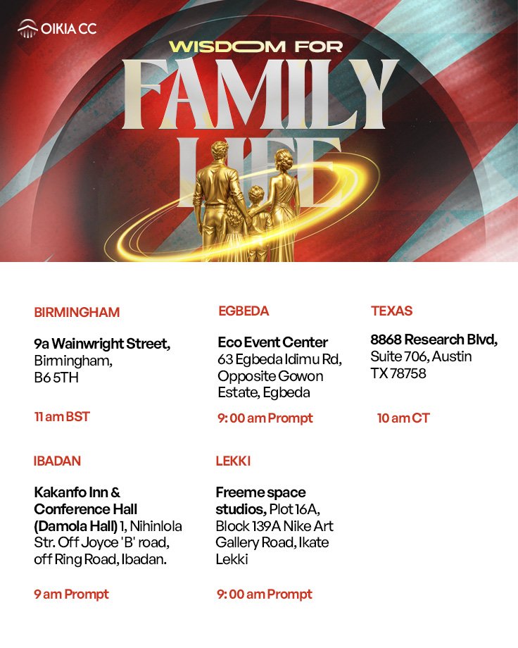 OikiaBirmingham's tweet photo. Strong families don't happen by chance, they're built with God's wisdom.

Join us this Sunday for Wisdom for Family Life as we discover biblical wisdom for building healthy, God-honoring families.

Don't come alone—bring a family member with you. We look forward to welcoming you! https://t.co/OYC1UO59va