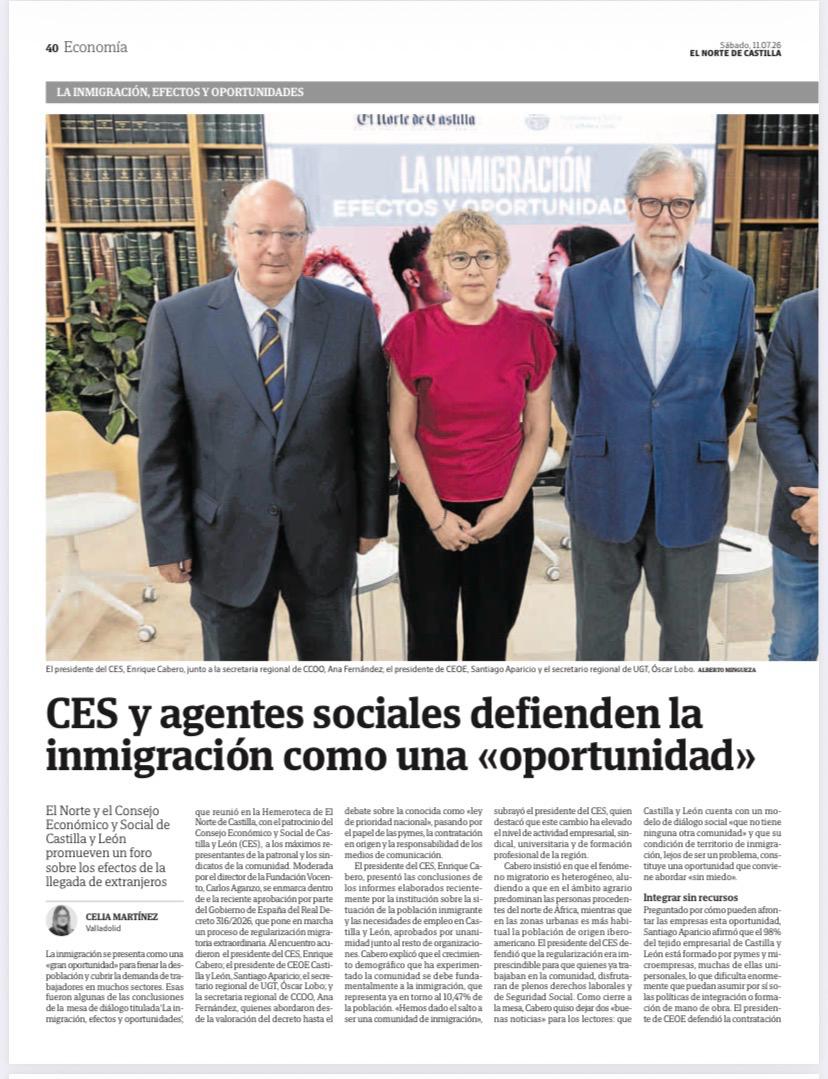 cescyl's tweet photo. 📰CES de Castilla y León y agentes sociales defienden la inmigración como una «oportunidad» | @nortecastilla 👉 https://t.co/VYoyzqMr4C
✅️Foro de @nortecastilla con @cescyl, @ceoe_cyl, @UGTCyL y @CCOOCyL sobre los efectos de la llegada de extranjeros https://t.co/qNwTaUleDz